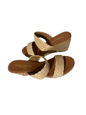 Andre Assous Nolita Raffia Espadrille Wedge Sandals Women’s Size 8 M